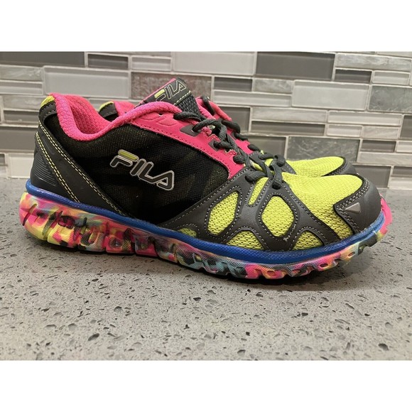 Fila Cool Max Rainbow Tie-Dye Womens Running Shoes Sneakers 7.5 Black Multicolor - Picture 1 of 7